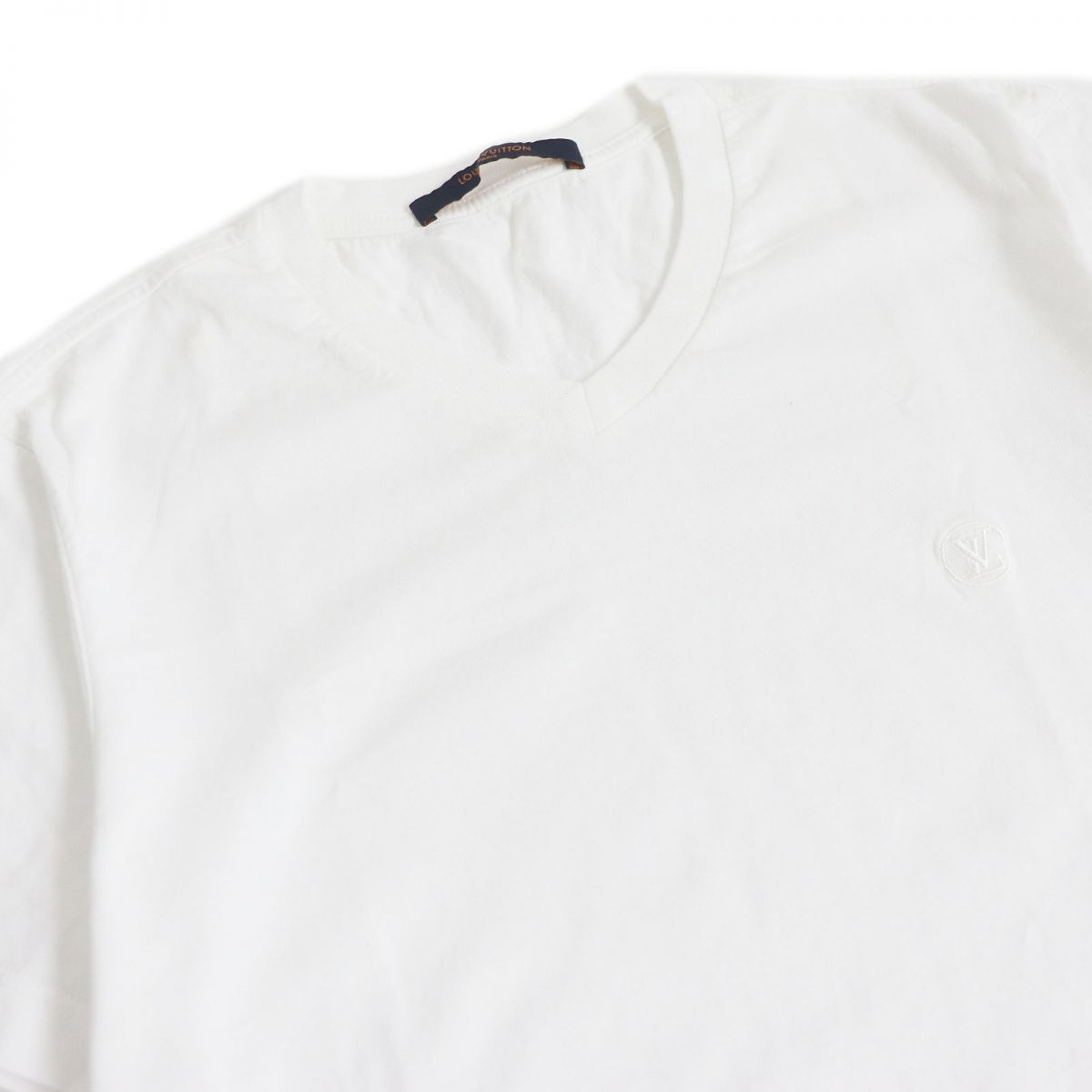 【低価高品質】LOUIS VUITTON ロゴ Tシャツ Vネック ネイビーブルー メンズ S トップス