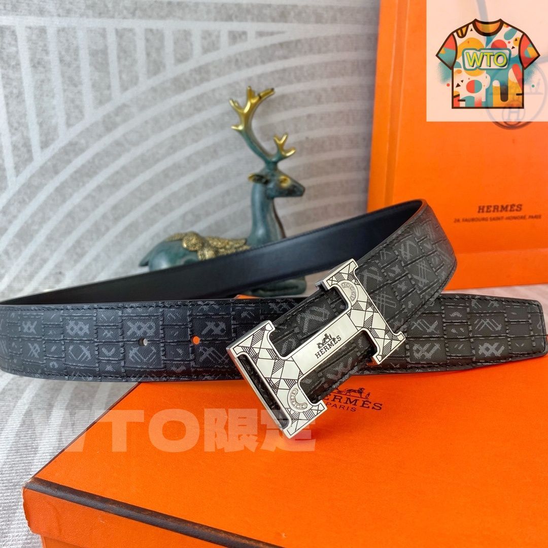 HERMES ロゴベルト HERMES エルメス ロゴ柄 ベルト02 - メルカリ