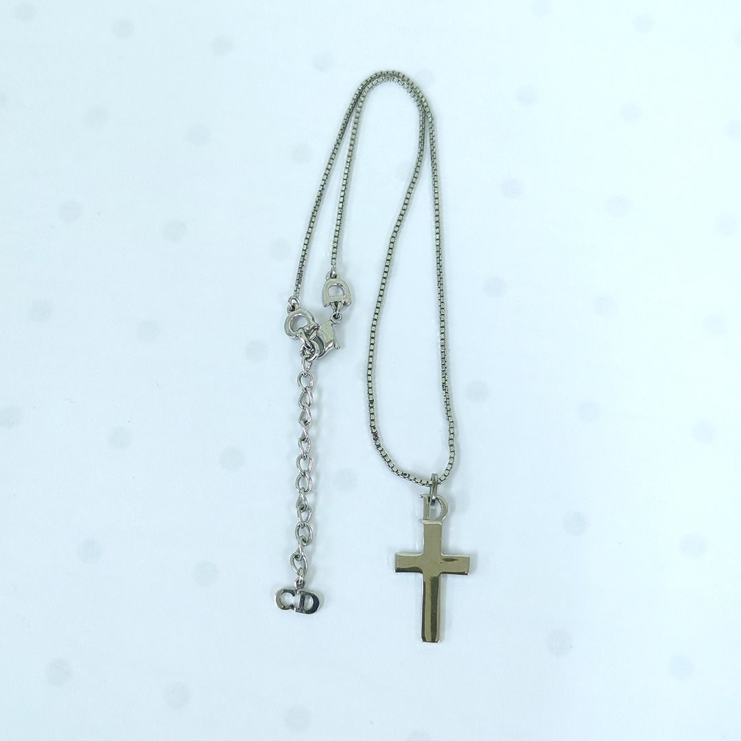 Dior クリスチャン ディオール Dロゴ クロス 十字架 ネックレス シルバー