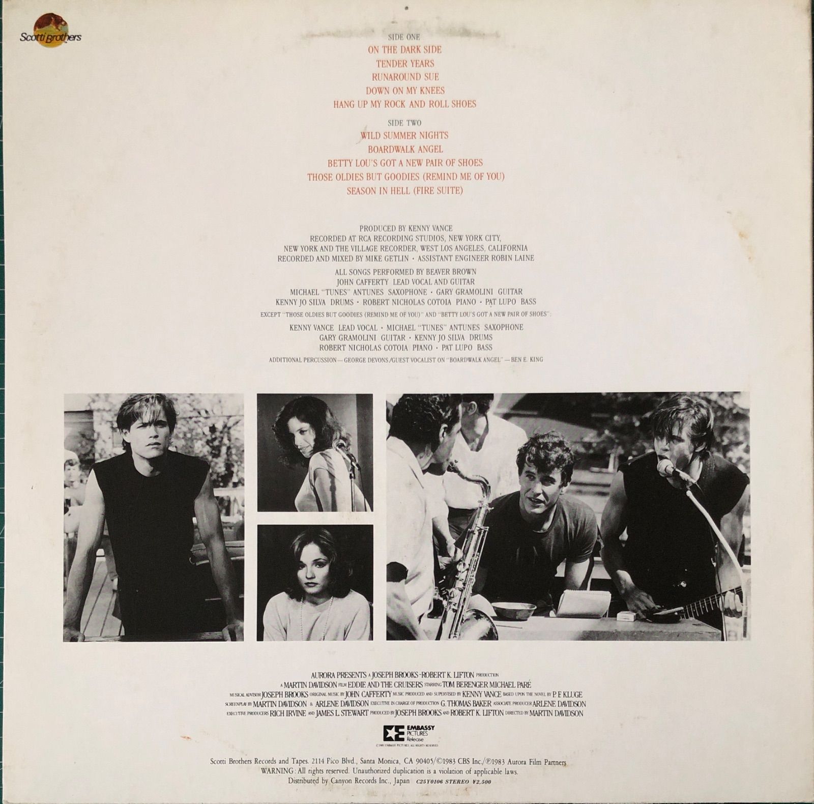 洋LP】映画『エディー・アンド・ザ・クルーザーズ（EDDIE AND