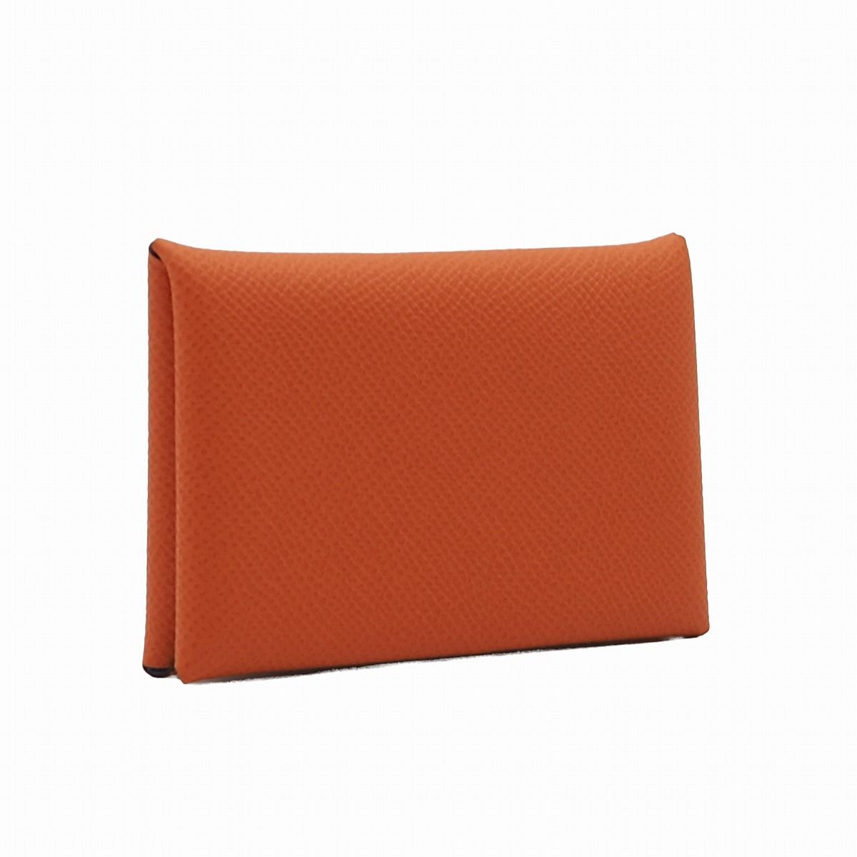 【N 新品/未使用品】HERMES エルメス カルヴィ ヴェルソ バイカラー オレンジ セレスト ライトブルー ヴォー・エプソン カードケース  名刺入れ パスケース 定期入れ シルバー金具 B刻印 2023年製造 H078475CKAQ