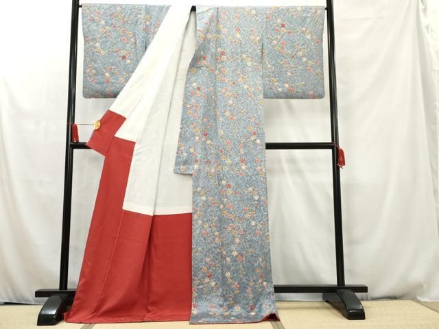 平和屋着物▽上質な紬　単衣　絞り　草花文　正絹　逸品　AAAZ9562fy 平和屋着物▽上質な紬 単衣 絞り 草花文 正絹 逸品 AAAZ9562fy