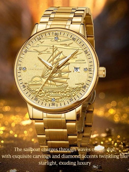 腕時計 メンズ 機械式 電池不要 自動巻き機械式腕時計 オールゴールド メンズウォッチシリーズ 家族 パートナー 友人へのギフトに最適