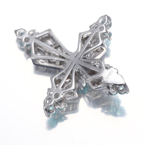 K18WG パライバトルマリンダイヤモンドクロスペンダントトップ