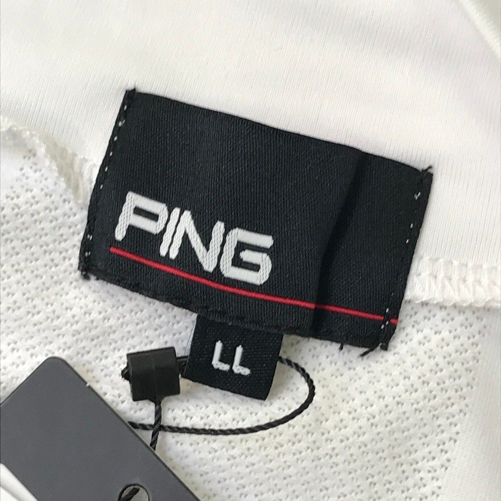 サイズ：LL PING ピン 2024年モデル ハイネック 長袖Tシャツ  ホワイト系 [240101428221] ゴルフウェア メンズ ストスト PING 【新品】PING ピン 2024年モデル ハイネック 長袖Tシャツ