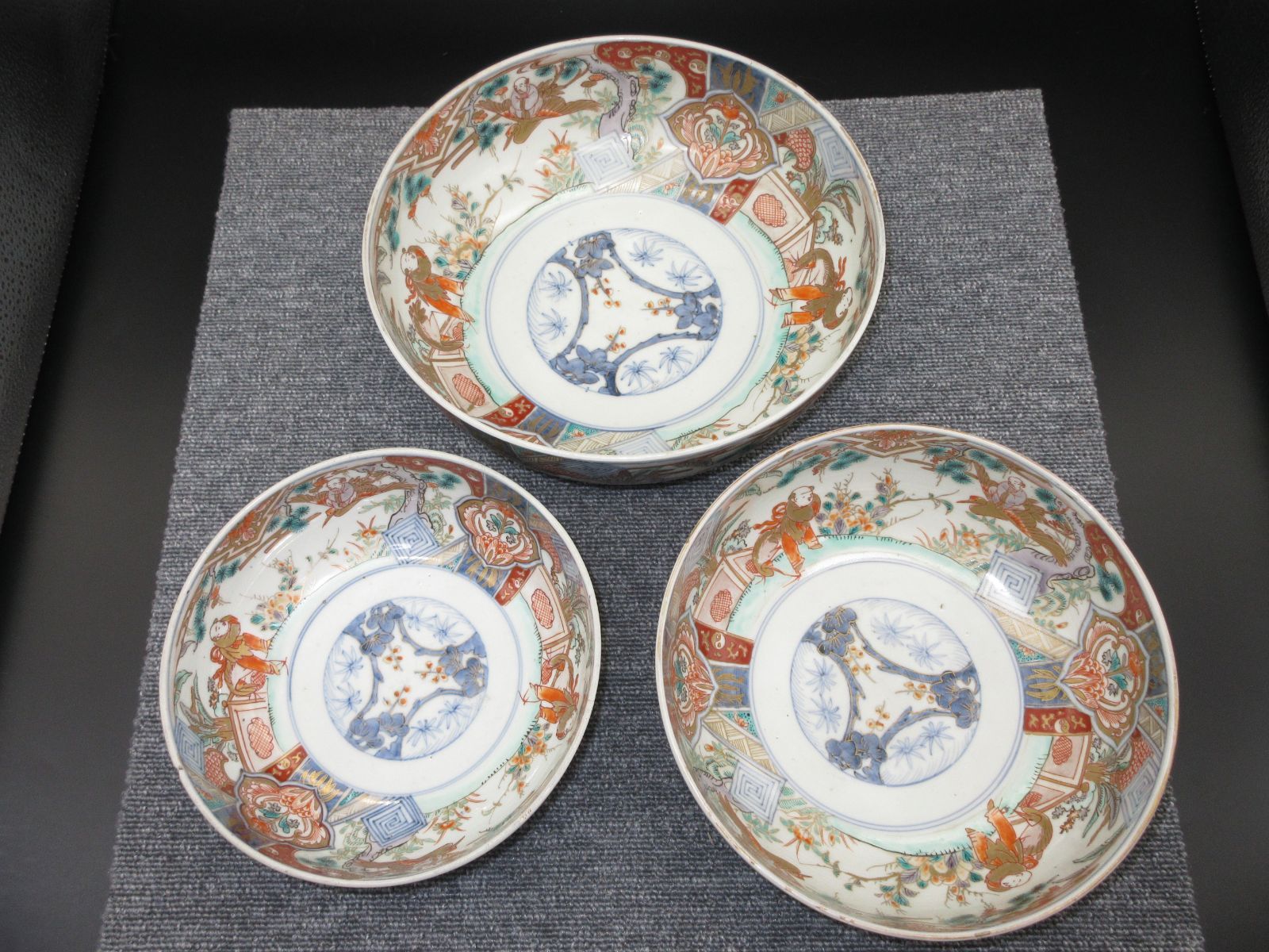 ☆陶器 陶磁器 古陶 古美術 時代物 伊万里 色絵 三つ鉢 盛鉢 鉢