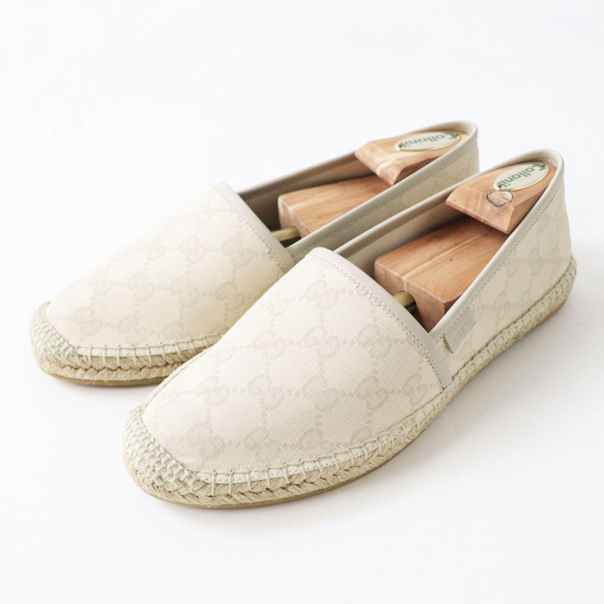 極美品◎GUCCI グッチ 466902 GGキャンバス レザー使い エスパドリーユ  