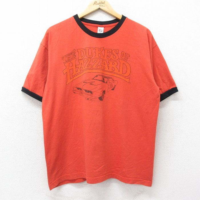 XL/古着 半袖 ビンテージ Tシャツ メンズ 00s ドラマ 爆発デューク デュークオブハザード コットン クルーネック オレンジ他 リンガー spe 