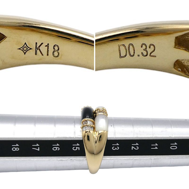 リング GSTV K18 ダイヤモンド0.32ct オニキス シェル 14号 - メルカリ 