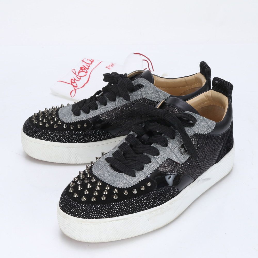 Christian Louboutin (クリスチャン・ルブタン) スタッズスニーカー レザー ブラック サイズ:41 1/2