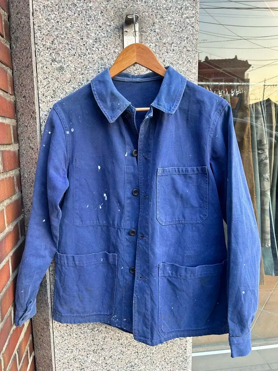フレンチヴィンテージ　ワークジャケット コットンツイルフレンチワークジャケット [Overdye/BLACK