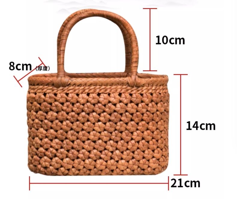HANDMADE 山葡萄 かごバッグ 六角花結び編み ミニサイズ ハンドバッグ 新品 山葡萄かごバッグ 手作り六角花編み 小型ハンドバッグ 手提げ