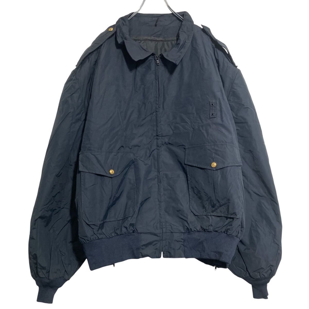 FLYING CROSS ナイロンジャケット XXXL ブラック ビッグサイズ フライングクロス エポレット フルジップ 古着卸 アメリカ仕入 a612-5744