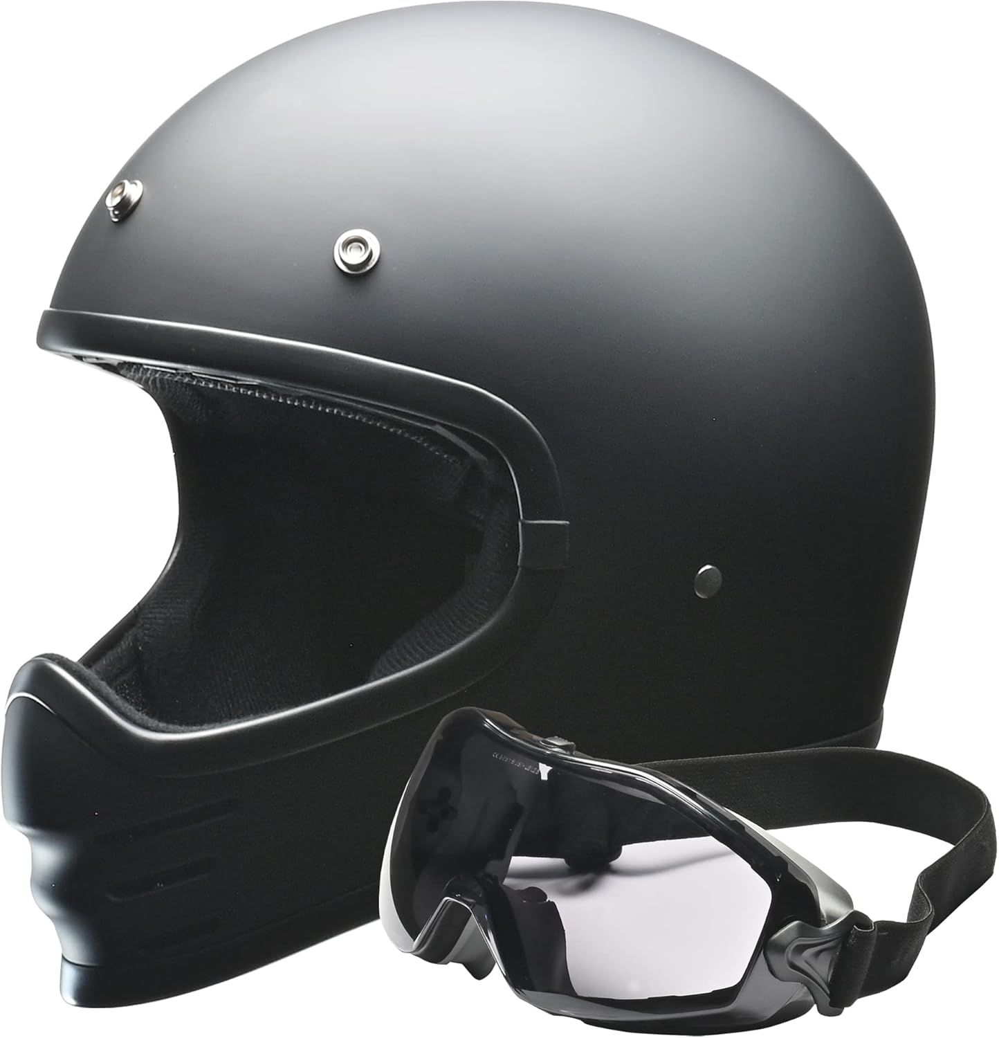 リード工業(LEAD) バイク用 フルフェイス スクランブラーヘルメット RUDE (ルード) マットブラック フリーサイズ (57-60cm未満)