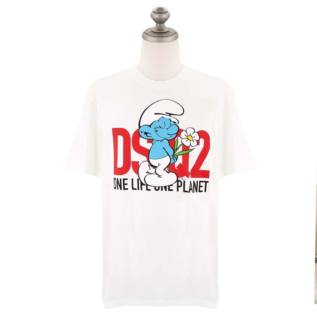 人気提案 ディースクエアード DSQUARED2 半袖Tシャツ ホワイト WHITE 100 コラボ スマーフ 男性 メンズ T-SHIRT  REGULAR SMURFS S24558 S78GD0088 Tシャツ - aktivfun.co.uk