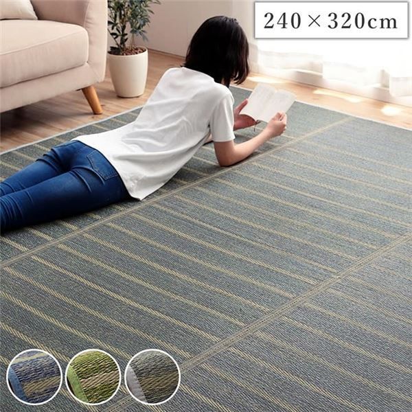 P４倍 7/11は楽天勝利でさらにPアップ】 い草 ラグ マット 約6畳 約240×320cm 長方形 グレー ボーダー 裏面 滑り止め付き 汚れにくい インテリア家具
