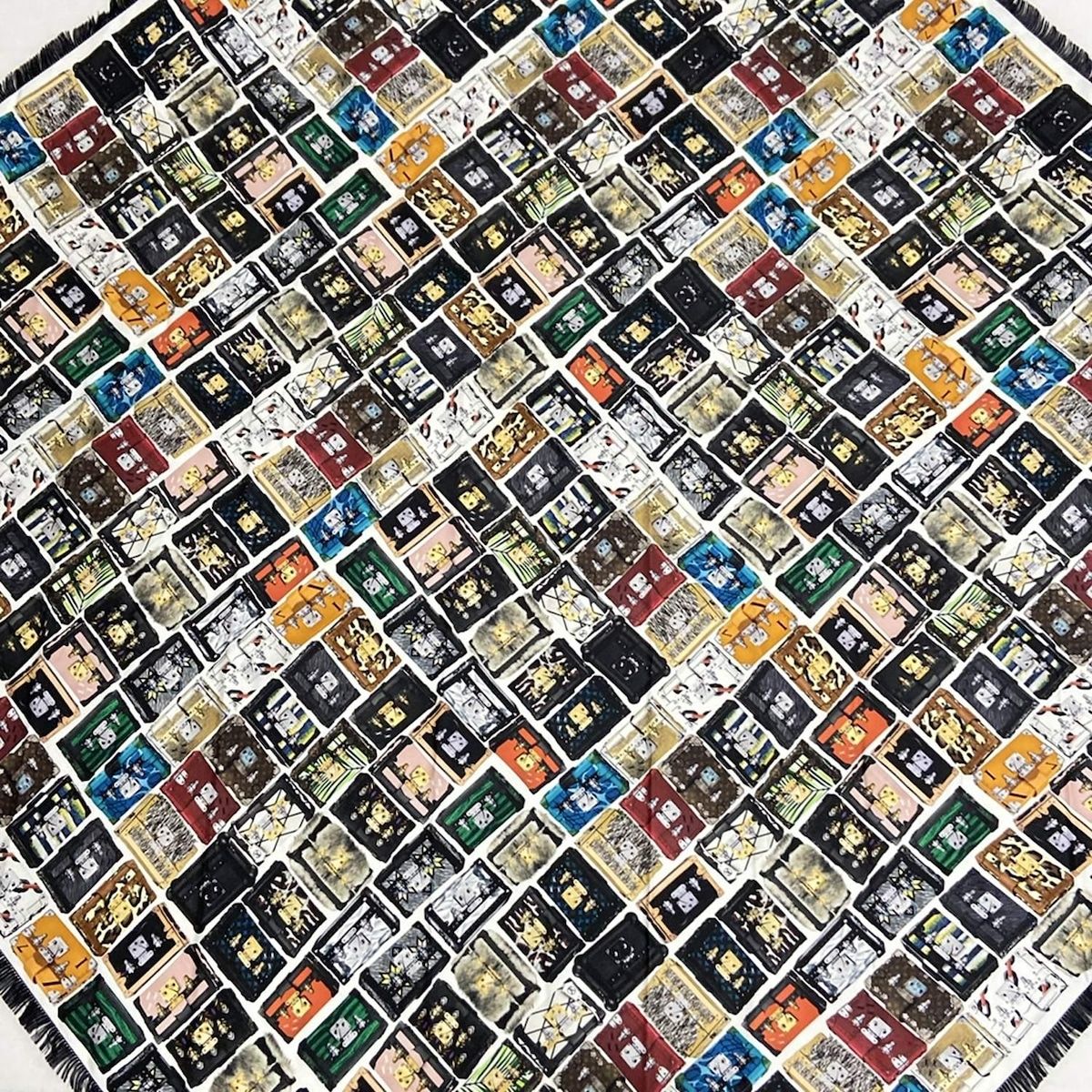 LOUIS VUITTON ルイヴィトン スカーフ カレ ジェアン トリビュート トゥー プティット マル M78679 黒×白×マルチ シルク