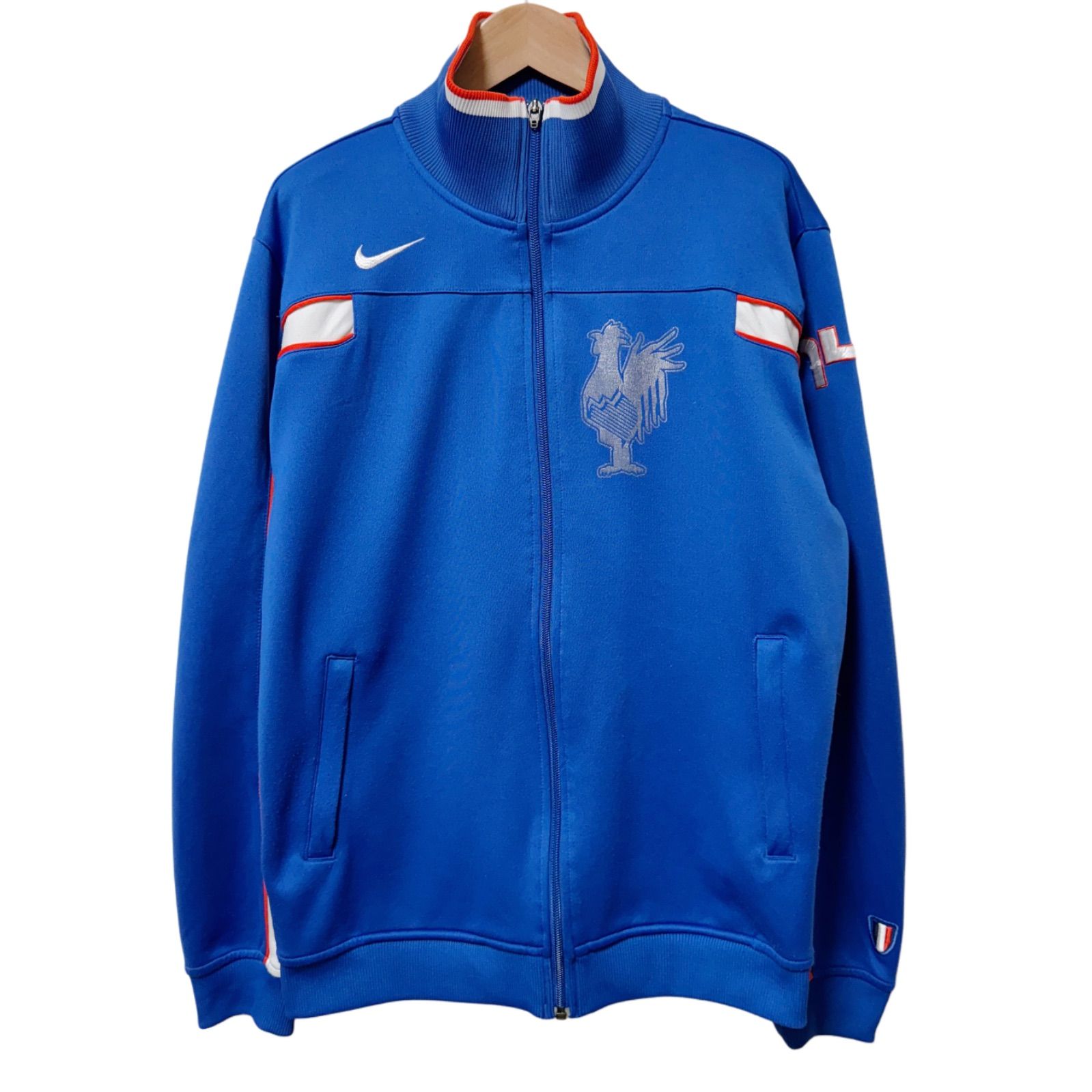 00s NIKE スウェット トラックジャケット ジャージタイプ 刺繍スウッシュ ナイキ トラックジャケット Mサイズ 00s ブルー NIKE ロゴ刺繍