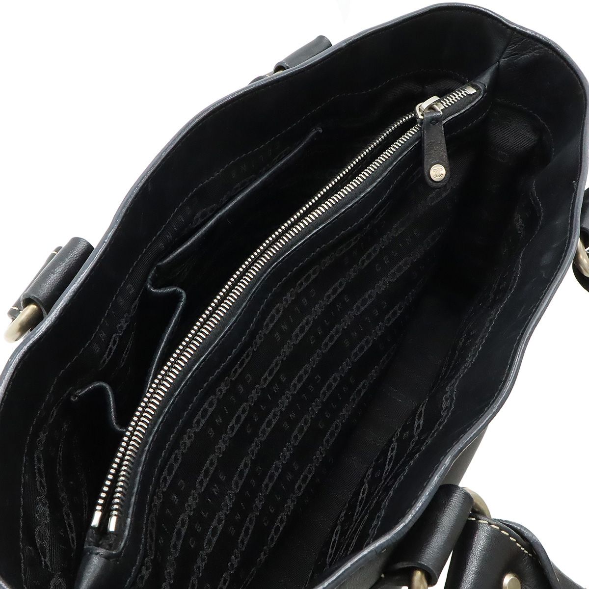 CELINEハンドバッグ　トートバッグ　ブラック　キャンバスレザー　シルバー金具 CELINE セリーヌ ブギーバッグ ハンドバッグ トートバッグ