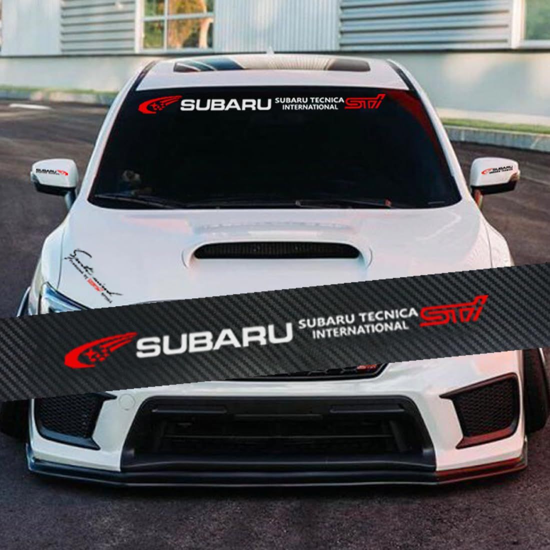 【数量限定】アウトバック BRZ WRX フォレスター レヴォーグ G4 カーボン繊維模様 クロスオーバー XV ステッカー カッコいい フロントガラス 耐熱 スバル 反射 STI 防水