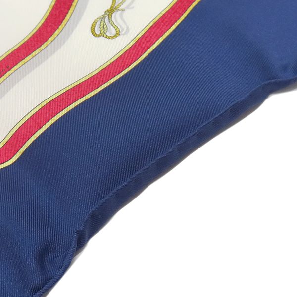 エルメス HERMES スカーフ カレ90 CARRE シルク ネイビー×ホワイト  