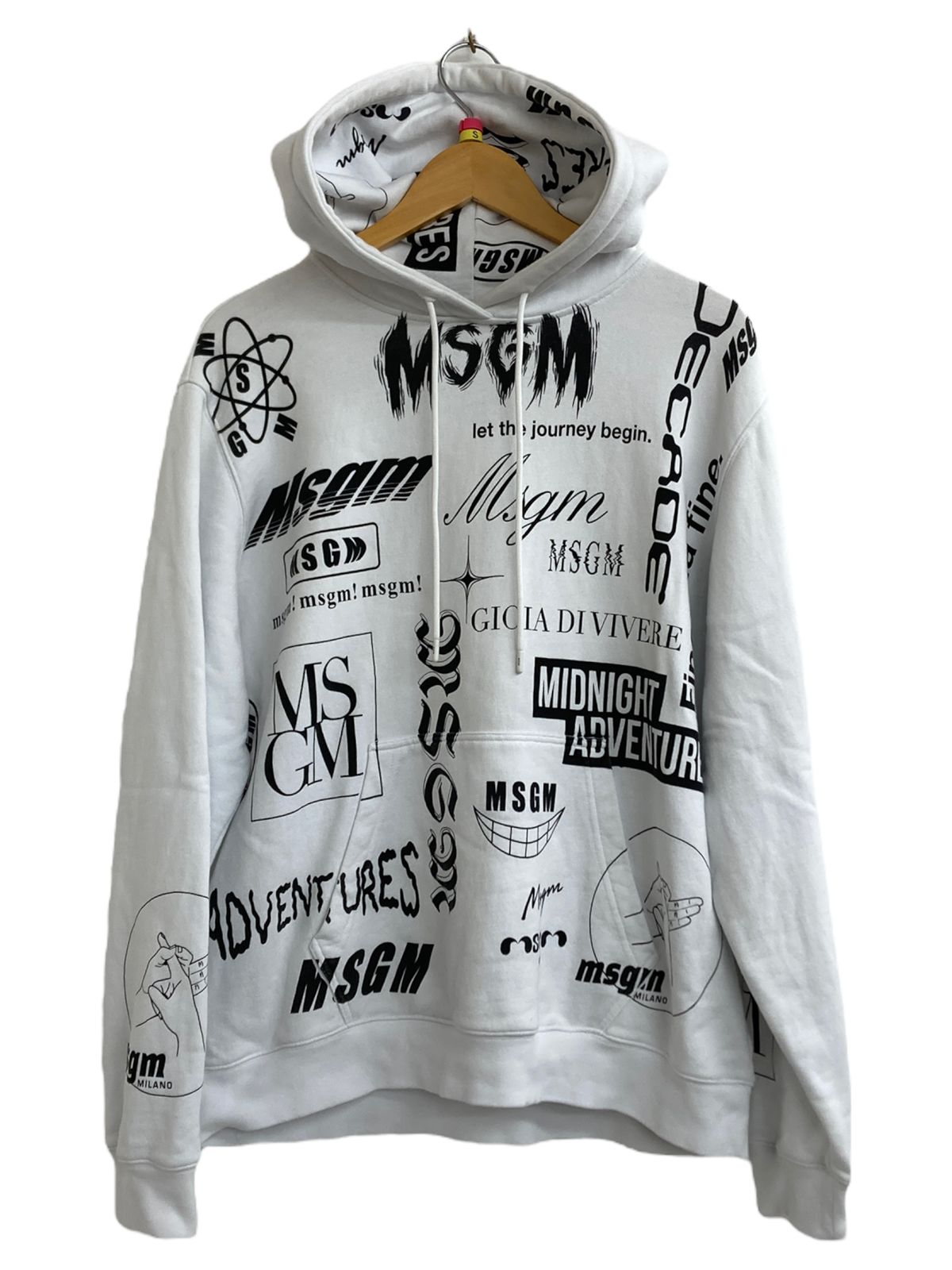 新品　MSGM フーディパーカー　XS ロゴパーカー　ホワイト　白　ユニセックス