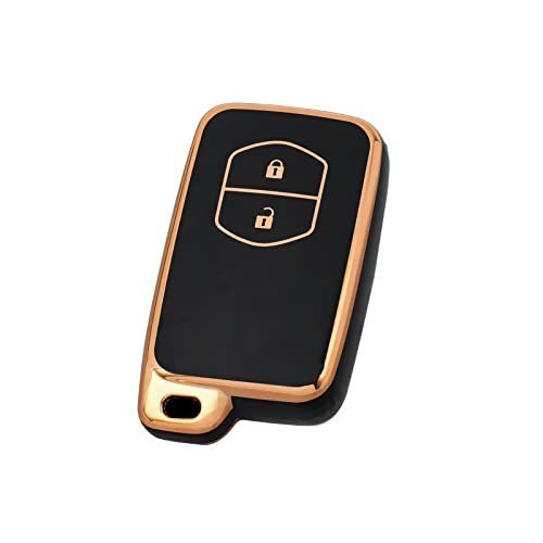 Gold Black TOYOTA アクア ヴィッツ カローラ プリウス 専用設計 高級 TPU スマートキー ケース キー カバー スタイリッシュ 汚れ 滑り 傷 防止 トヨタ2ボタン