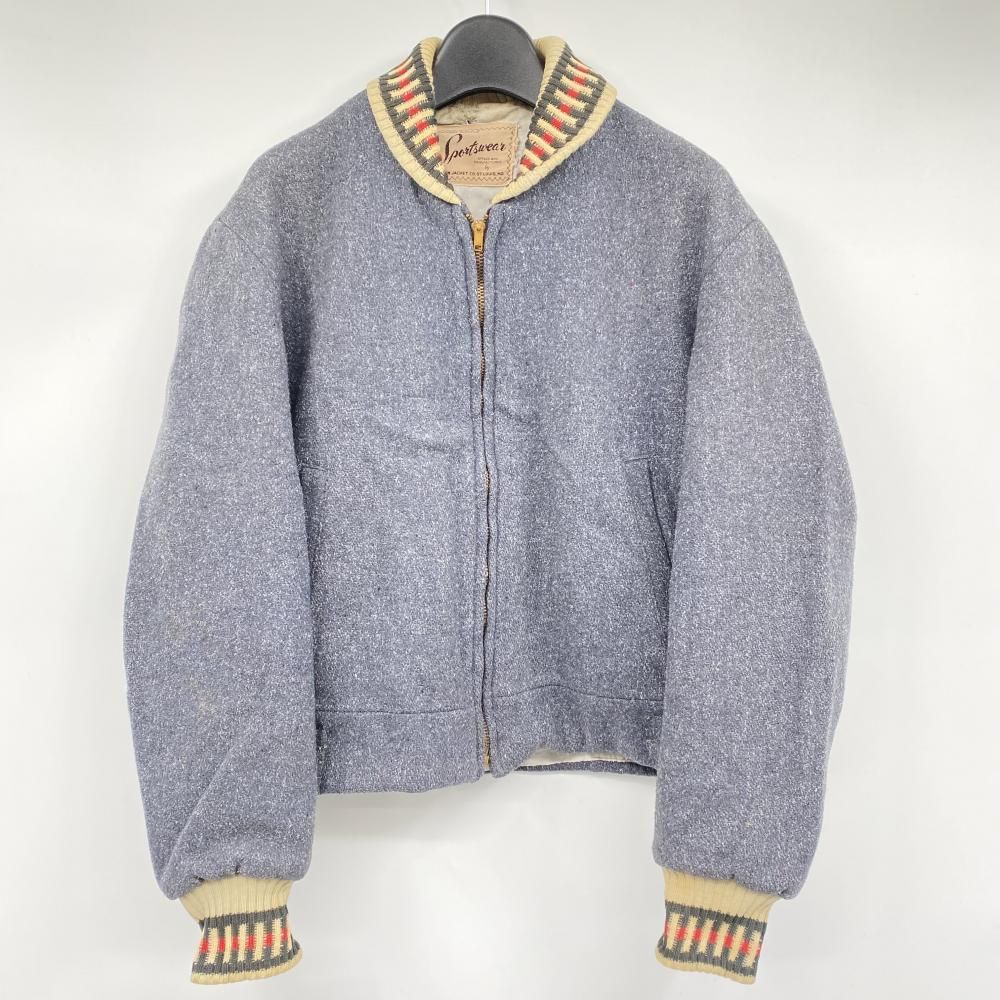 【中古】50s SPORTCLAD ショールカラージャケット ADAMSジップ 襟穴有り スポーツクラッド[17]