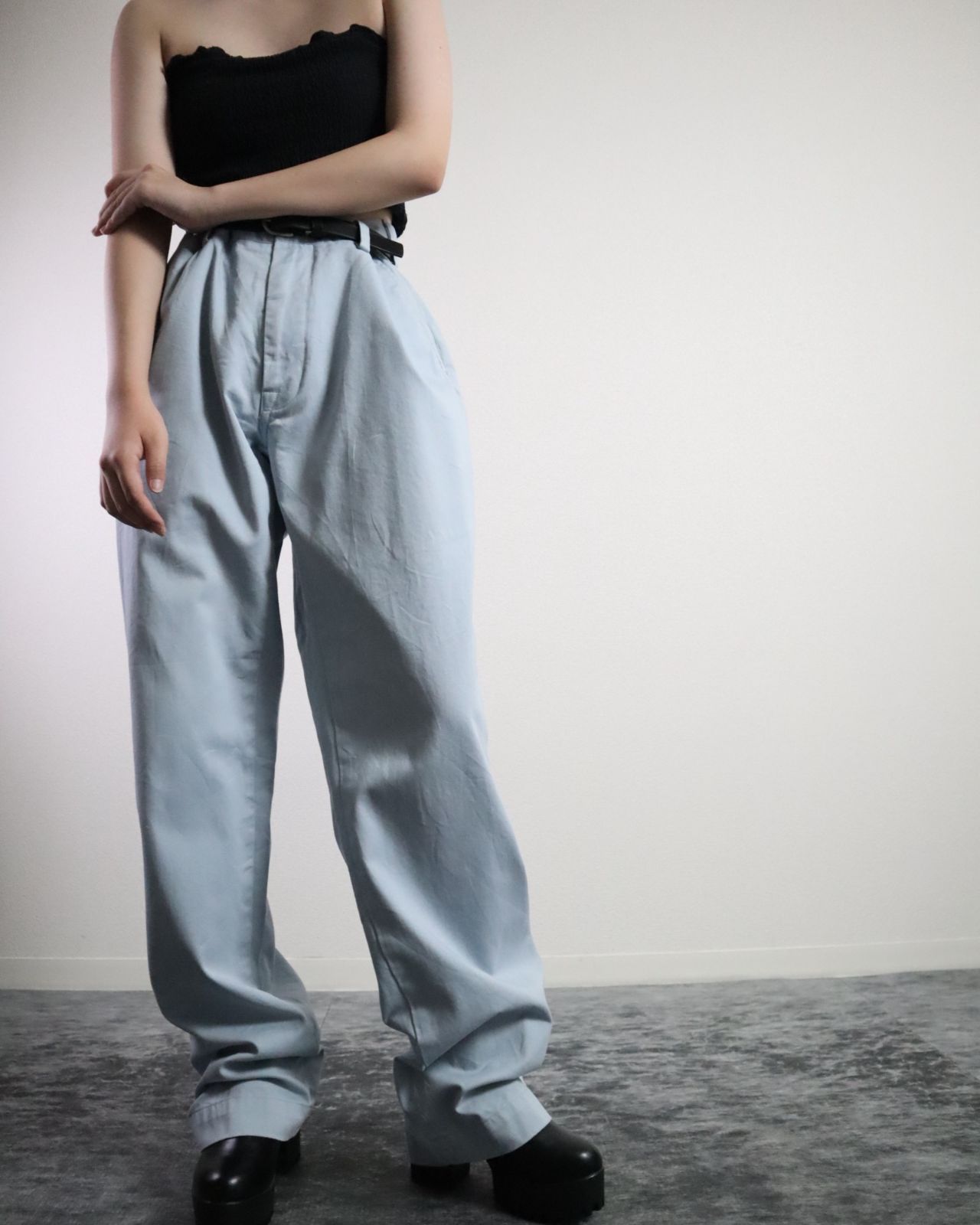 Polo Ralph Lauren チノパン　ポロチノ　薄手　水色　ワイドパンツ Ralph Lauren wide classic color chino pants ice blue ポロ