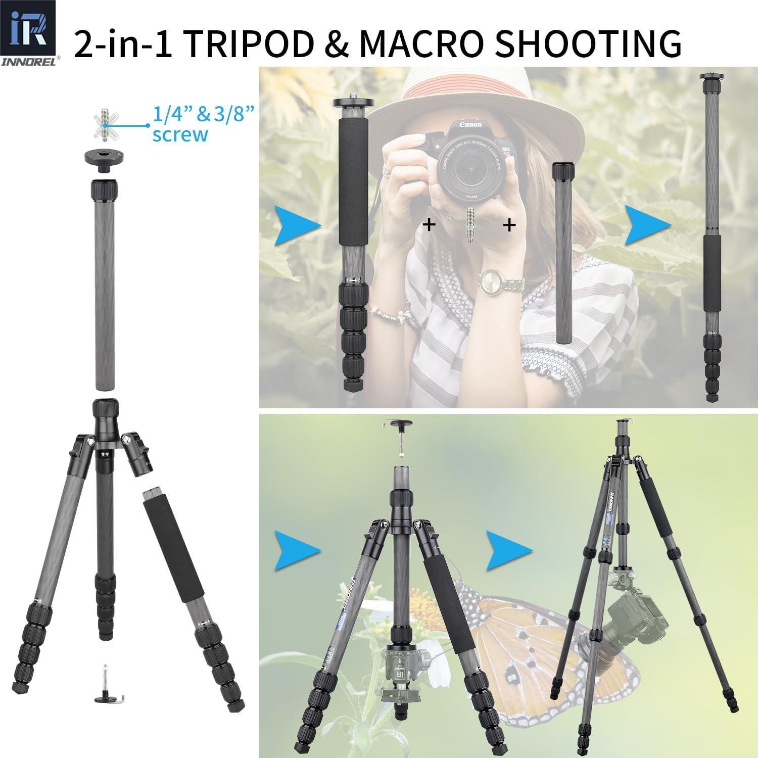 INNOREL カーボン 三脚 中小型 トラベル 超軽量 耐荷重 12KG 五 INNOREL カーボン 三脚 中小型 トラベル 超軽量 耐荷重 12KG 五