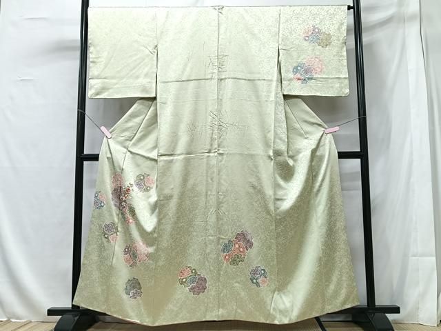 平和屋着物○訪問着 友禅 白山紬 風景舟松花文 正絹 逸品 CAAX0977vf