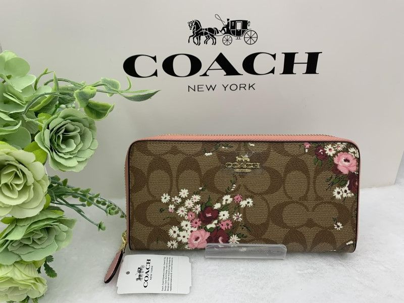 コーチ 長財布 COACH 財布 レディース プレゼント シグネチャー 花柄 ロング ジップ ラウンドファスナー 新品 未使用 ファッション F29931 C074Z-25