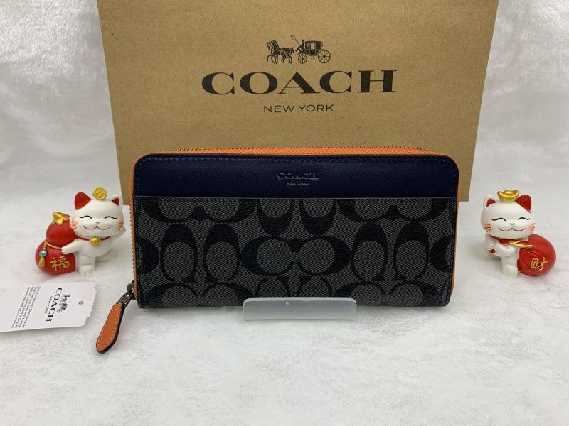 コーチ 長財布 COACH 財布 シグネチャー チャコール/ブルーマルチカラー アコーディオン ウォレット プレゼント 贈り物 ギフト ラウンドファスナー ロング ジップ ファッション  レディース メンズ 新品 未使用 F8202 A199Z-25