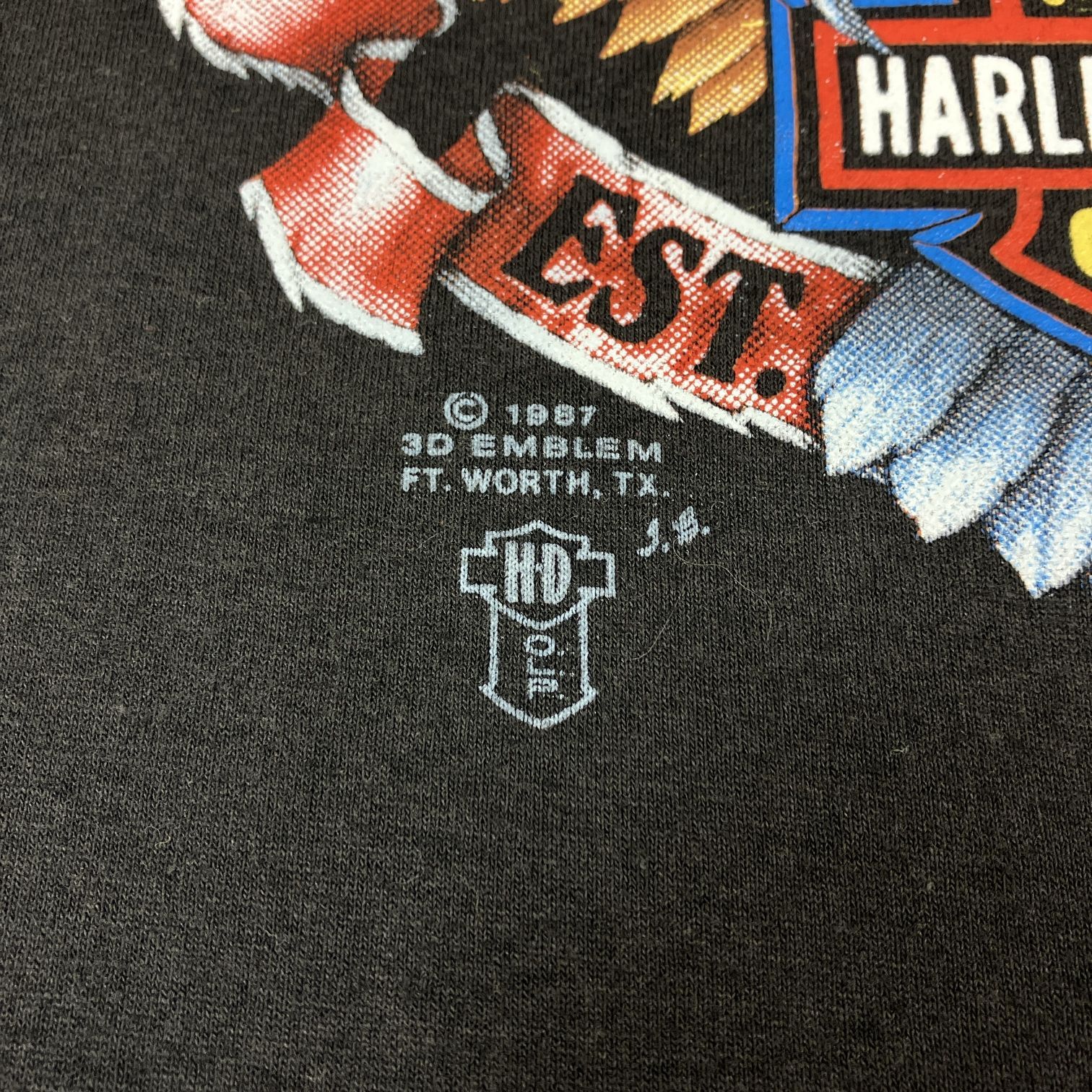 80年代 ハーレー 3Dエンブレム タグ Tシャツ 80