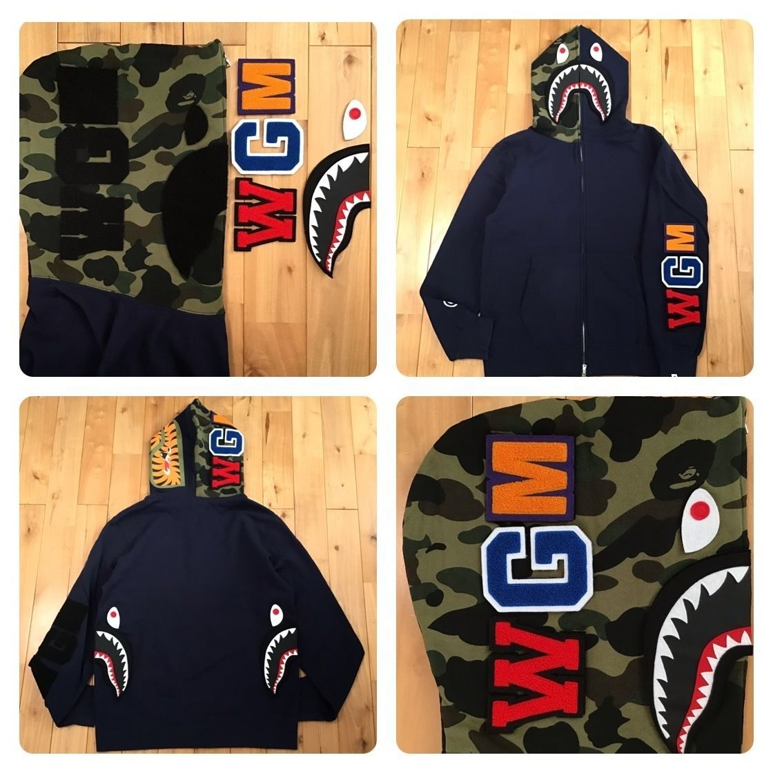 ☆XL☆ DETACHABLE シャーク パーカー NAVY shark full zip