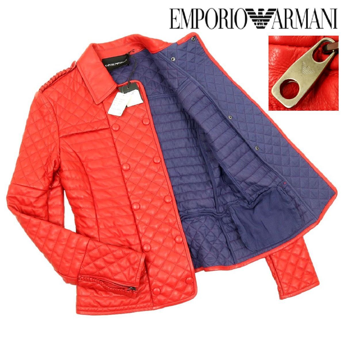 S3571 EMPORIO ARMANI エンポリオアルマーニ レザージャケット ライダースジャケット キルティングジャケット レディース
