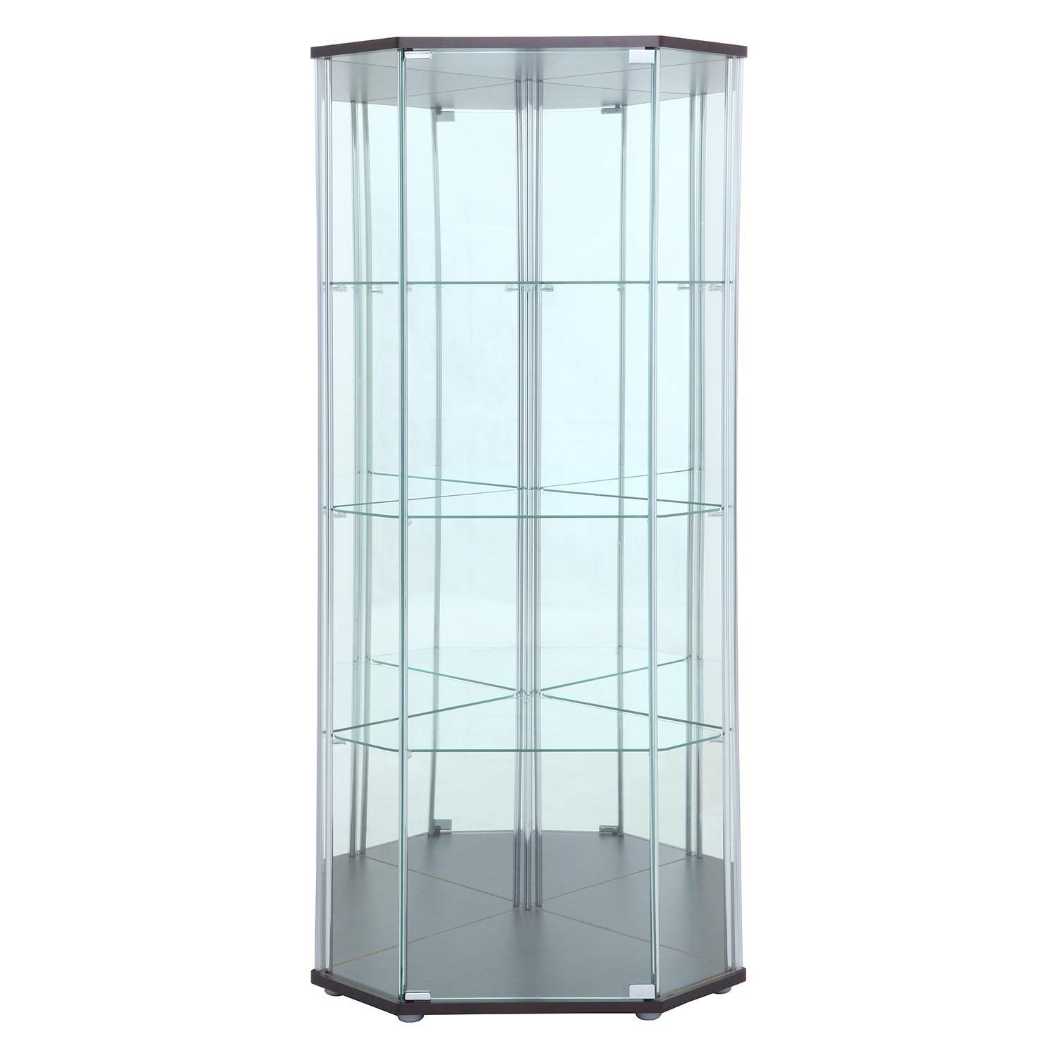 強化ガラス 背面ミラー ブラウン 組立商品 幅52×奥行52×高さ162cm 4段 コーナータイプ フィギュアケース コレクションケース 98846 不二貿易