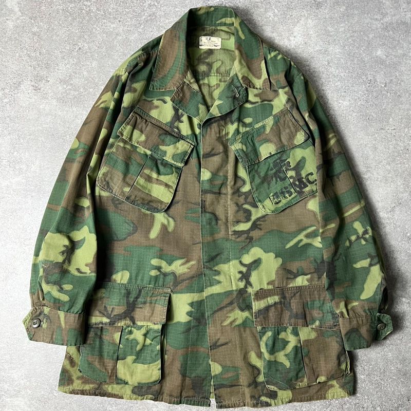 60s US ARMY 米軍実物 4th ERDL グリーンリーフ カモ ジャングル
