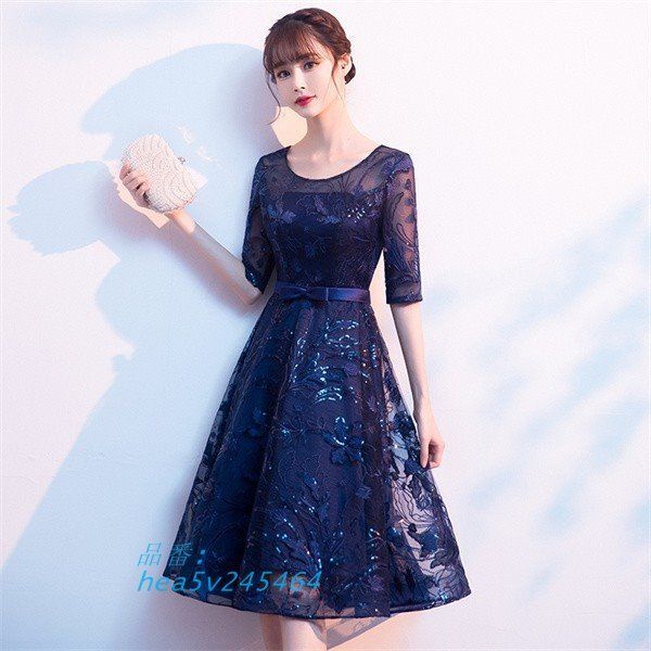 パーテイードレス 膝丈ワンピース ミモレ丈ドレス 着痩せ 発表会 演奏会 二次会 ファスナー エレワンピース 大きいサイズ 膝丈 五分袖 hea5v245464 MAAHADDERANG_COM