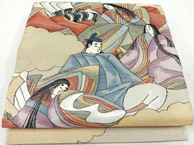 平和屋着物◎六通柄袋帯　選歌五人集　金糸　正絹　逸品　CAAU7452nb