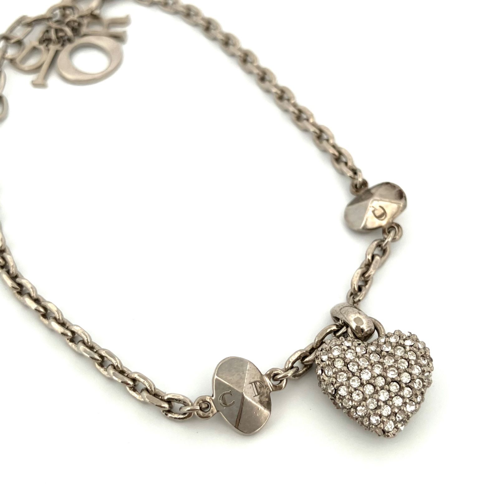 美品 クリスチャンディオール ハート&Dロゴ ブレスレット DIOR ディオール Clair D Lune ハート & ロゴ ブレスレット (Dior