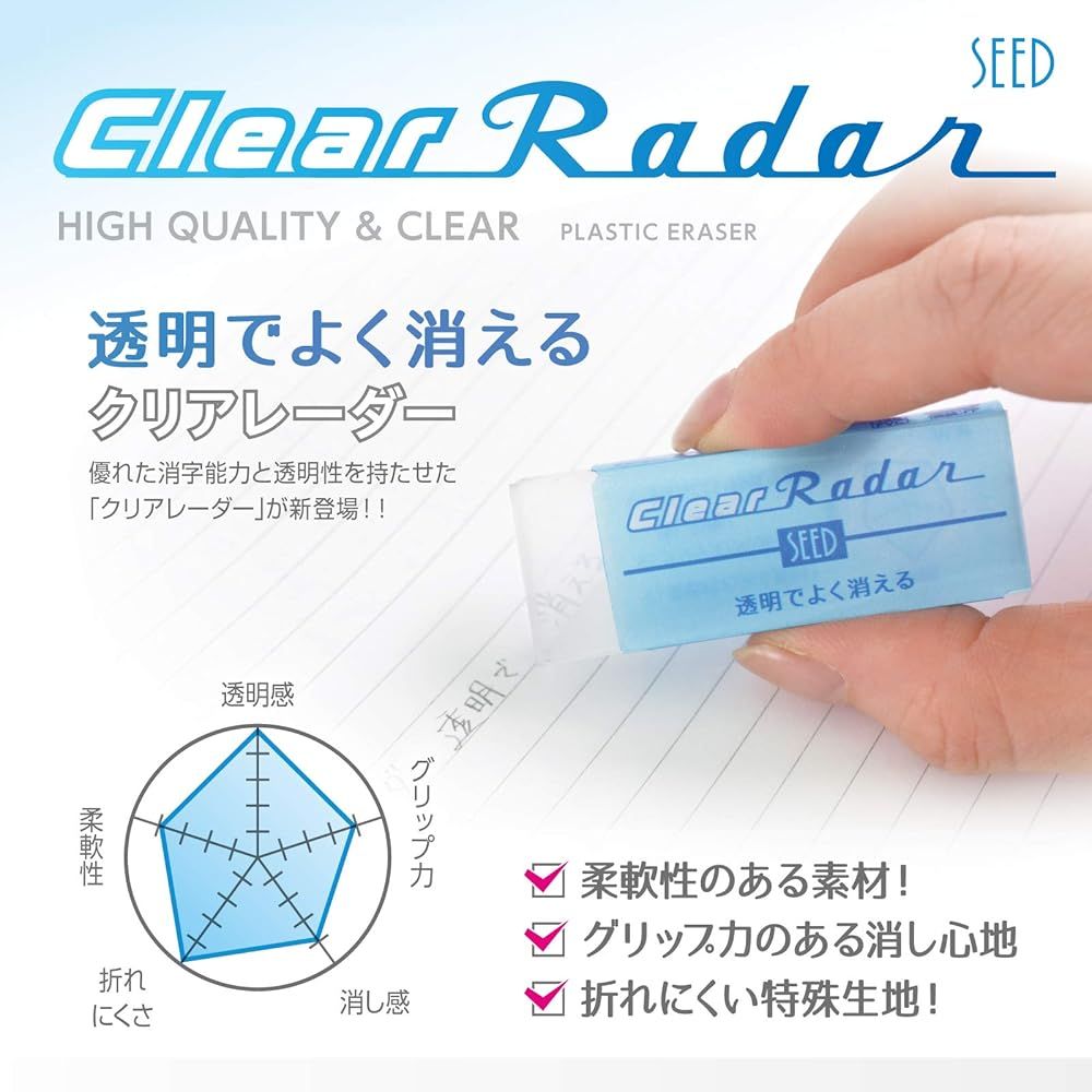 シード 消しゴム クリアレーダー 100 40個入 クリア PVC EP-CL100-40P - メルカリ