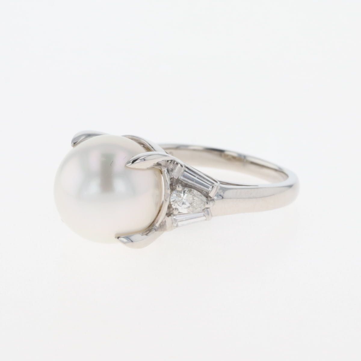 在庫一掃】 パール デザインリング プラチナ 指輪 メレダイヤ 真珠  