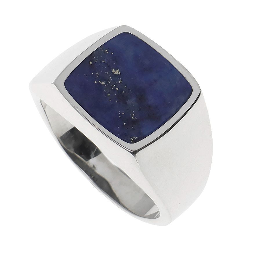 天然石 ラピスラズリ 印台 指輪 リング ハイポリッシュ シルバー925 カレッジ シグネットリング