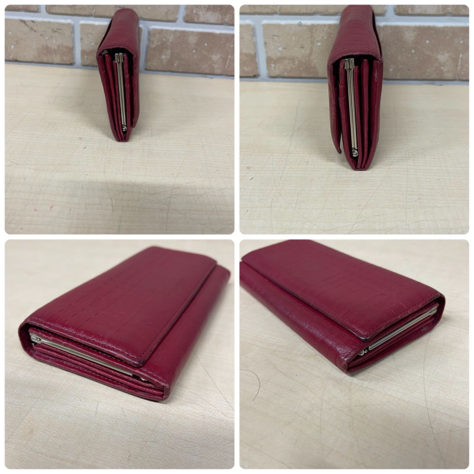 30 BURBERRY バーバリー 財布 レッド がま口 レザー チェック柄 - メルカリ