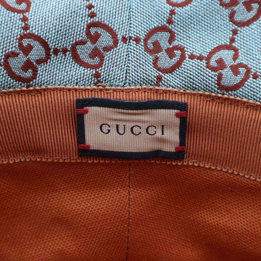 GUCCI (グッチ) GGキャンバス バケットハット 帽子 ライトブルー