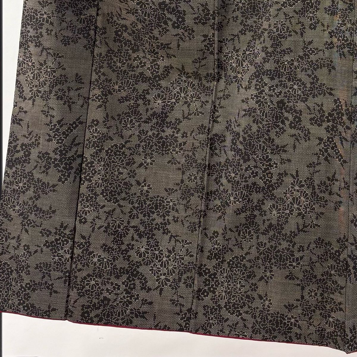 大島紬 身丈152cm 裄丈63.5cm S 袷 純泥染 証紙 草花 焦茶色 正絹 秀品