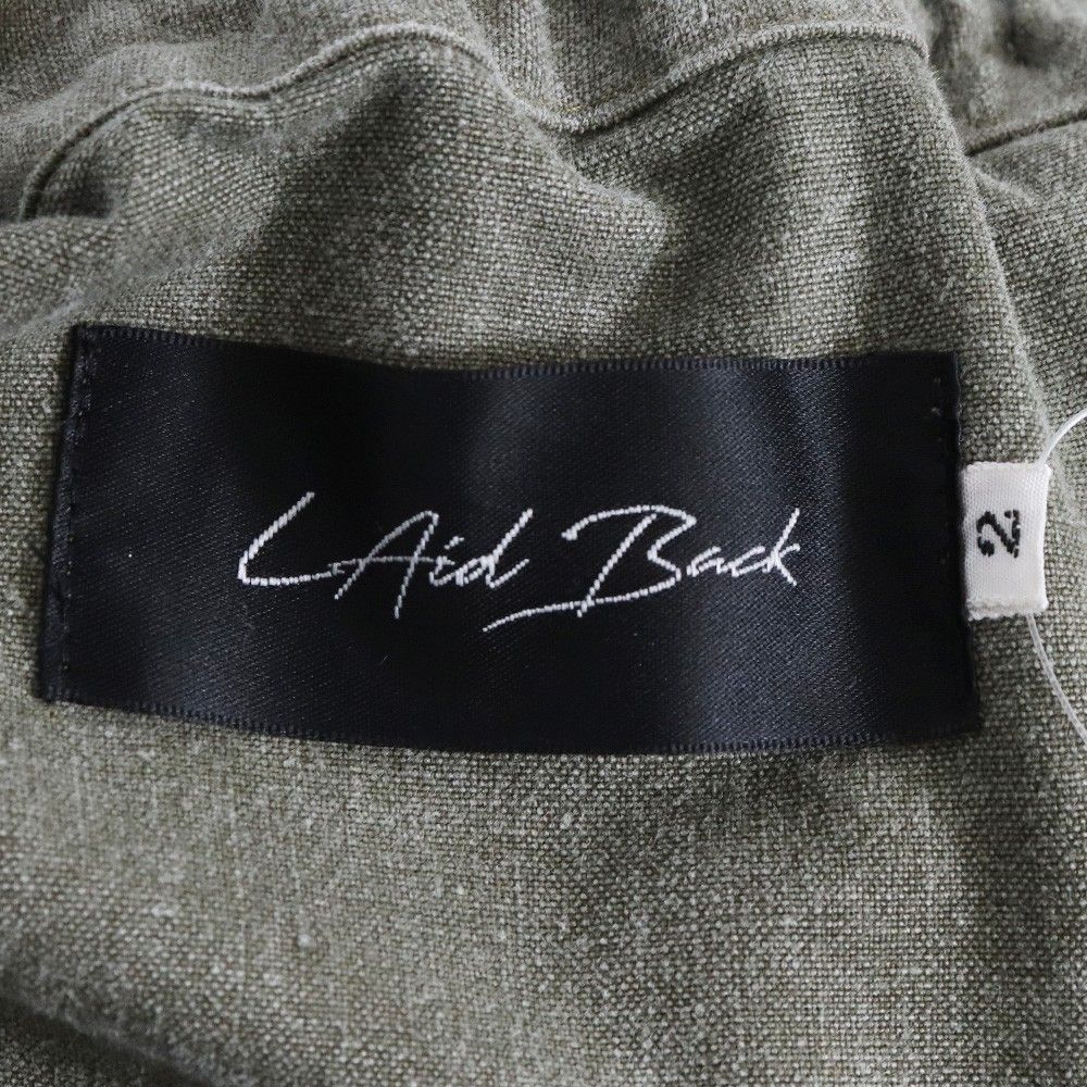 LAID BACK カーゴトラックパンツ ミリタリーテント生地 サイズ2 カーキ LAID BACK カーゴトラックパンツ ミリタリーテント生地 サイズ2