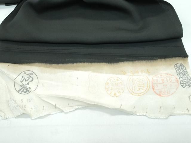平和屋本店□極上 創業460年・千總 黒留袖 仮絵羽 駒刺繍 色紙重ね花鳥