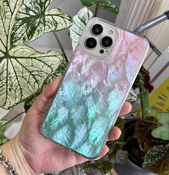 アイホン 7 (作成中) ハンドメード iPhone 14 12 11 ケース 手作り 夏の夢 天然貝 シェル 螺鈿風